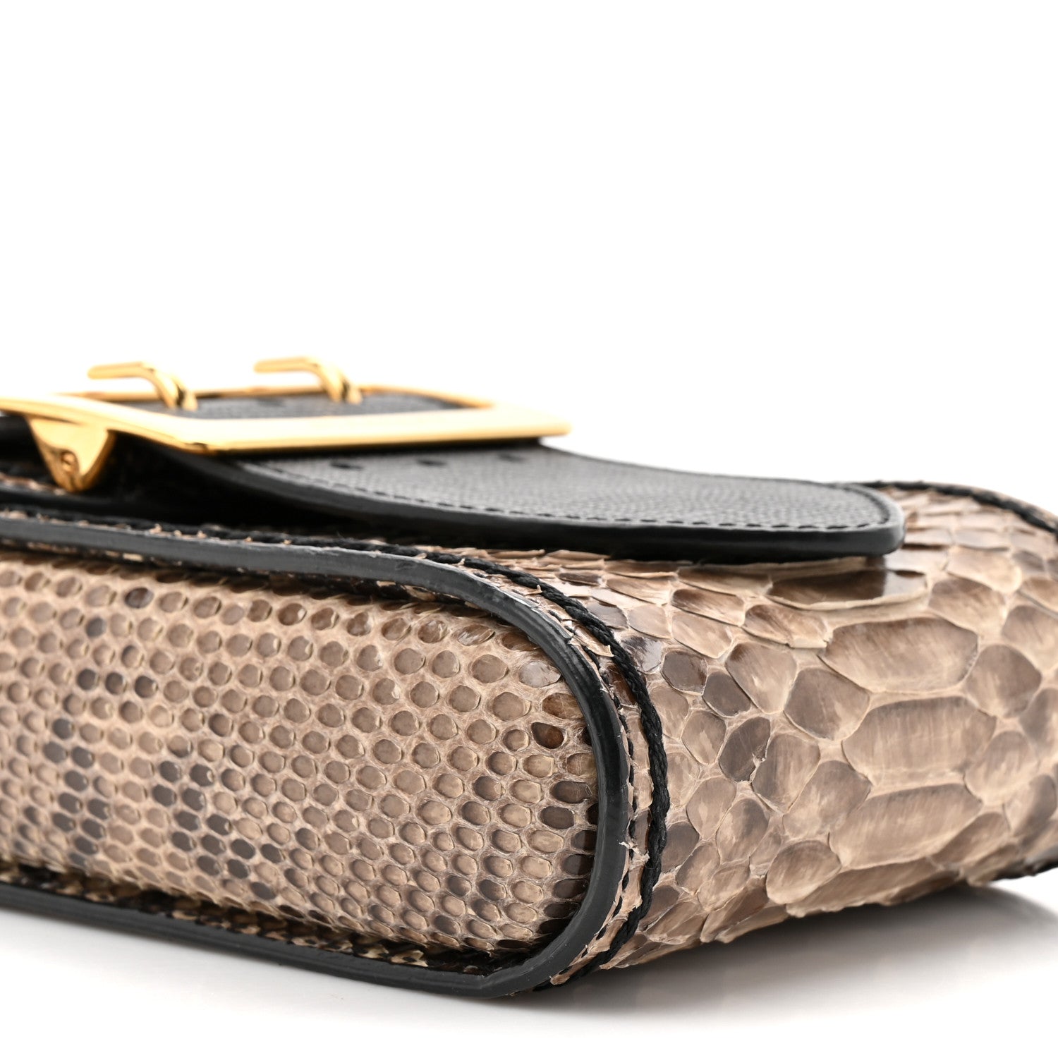 Burberry Snakeskin Grainy Calfskin Oblong Belt Bag Black 10 of 10