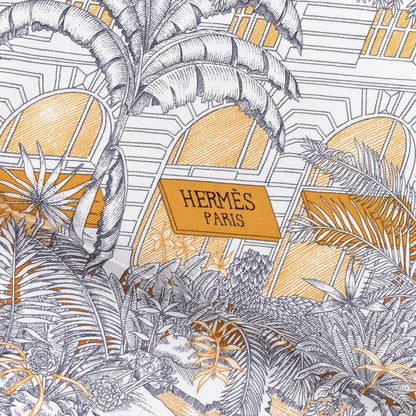 Hermes Silk Faubourg Tropical Scarf 90 Sepia White Caramel 2 of 4