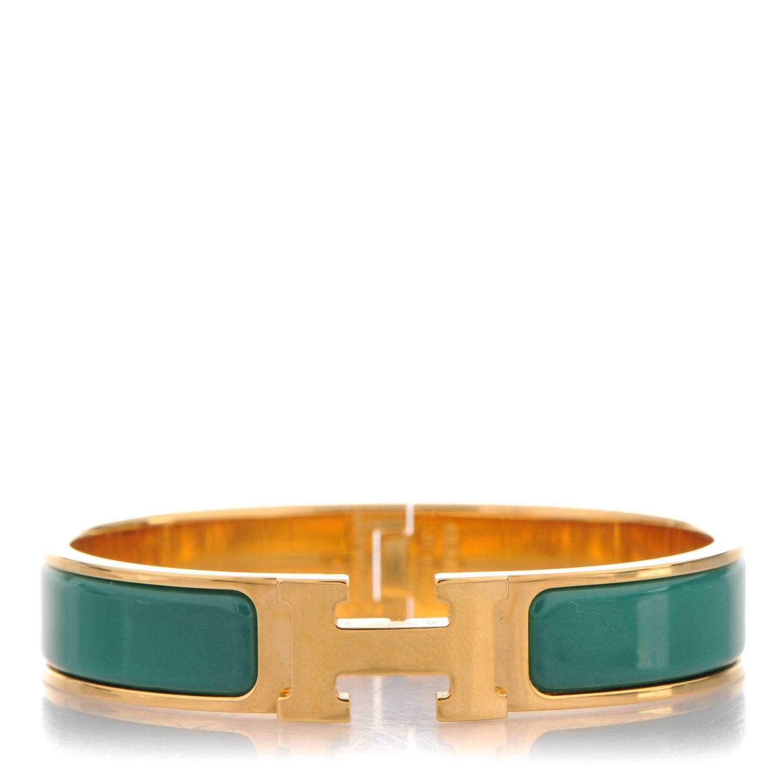 Hermes Enamel Narrow Clic Clac H Bracelet PM Vert Bleuete 1 of 4
