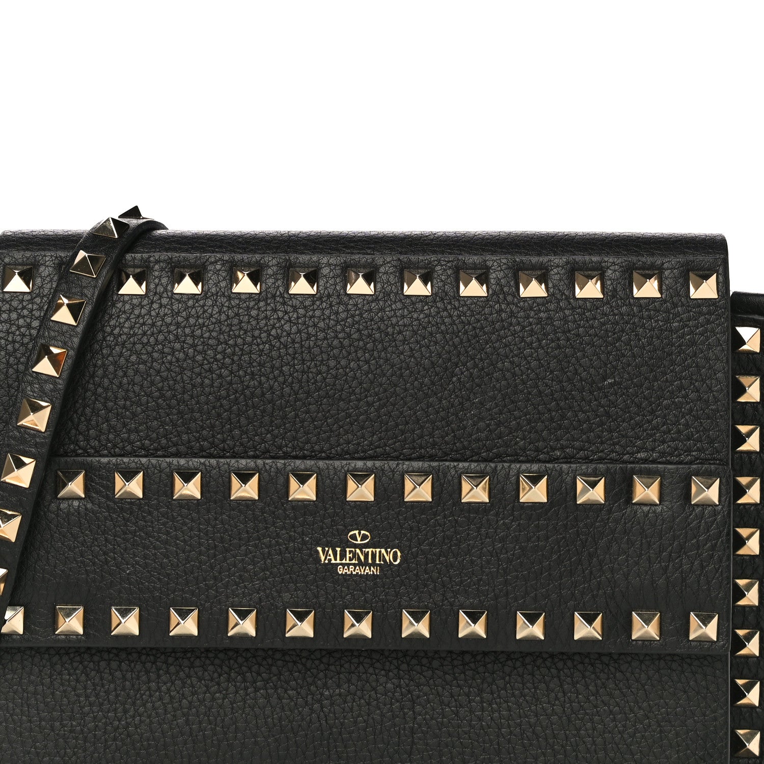 Valentino Garavani Pebbled Calfskin Rockstud Side Slip Crossbody Black 6 of 15