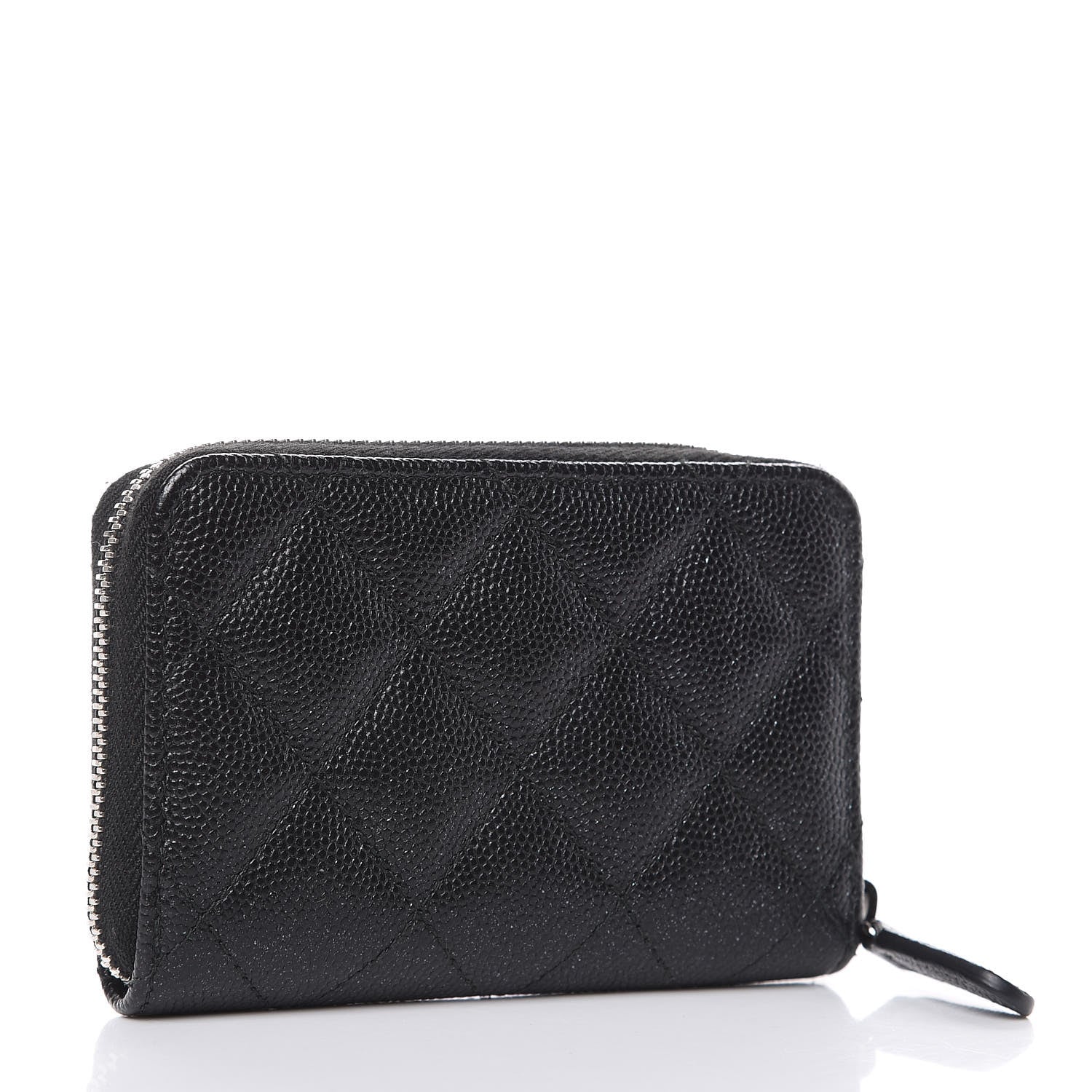 Chanel Metallic Caviar Quilted Zip Coin Purse Black 3 of 9