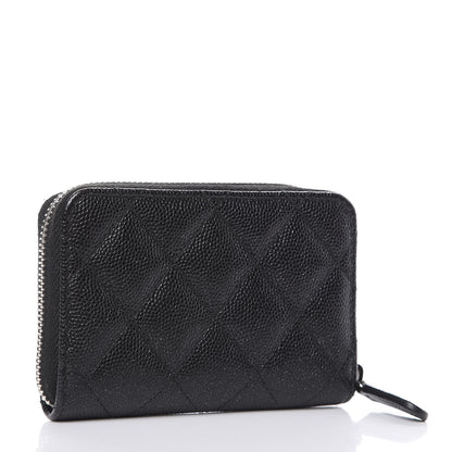 Chanel Metallic Caviar Quilted Zip Coin Purse Black 3 of 9