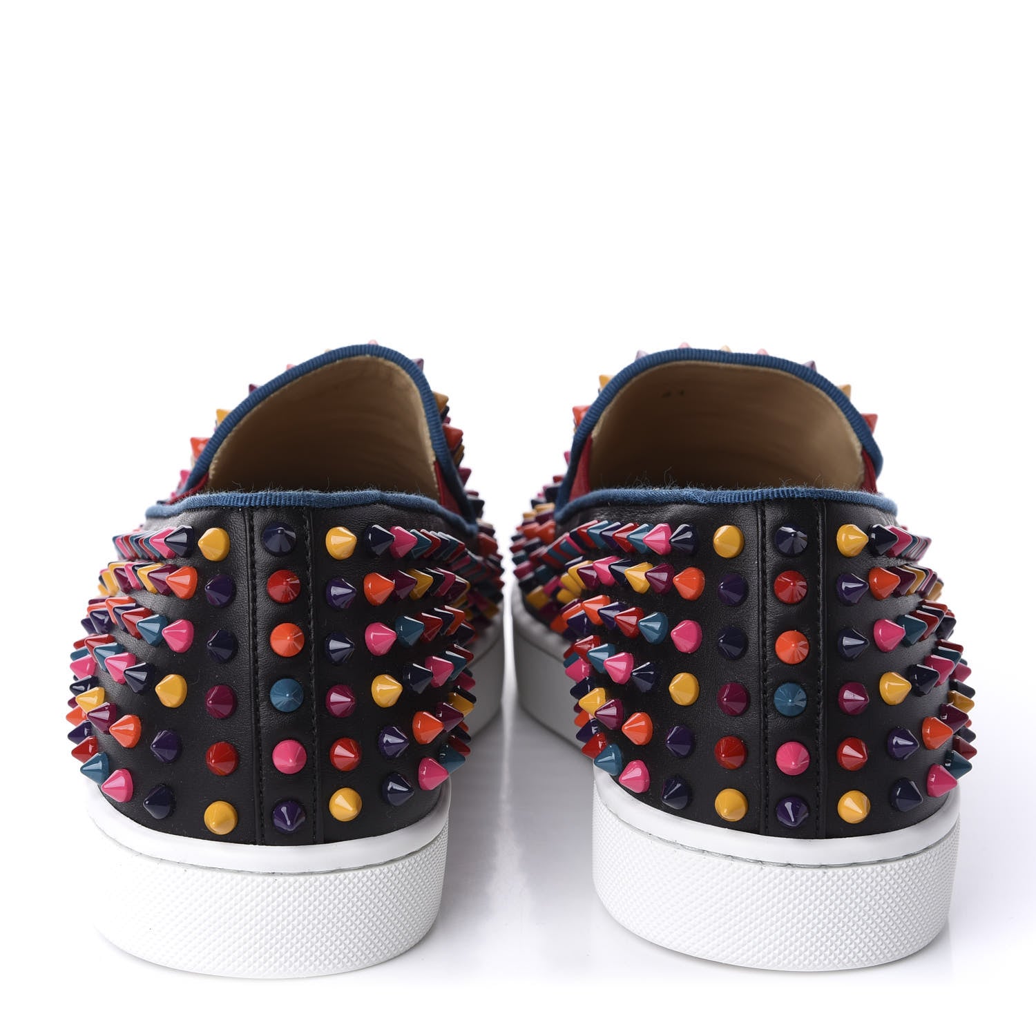 Christian Louboutin Calfskin Spikes Mens Roller Boat Flat 41 Black Multicolor 6 of 9