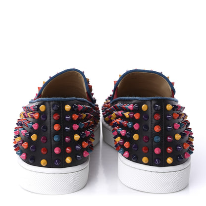 Christian Louboutin Calfskin Spikes Mens Roller Boat Flat 41 Black Multicolor 6 of 9