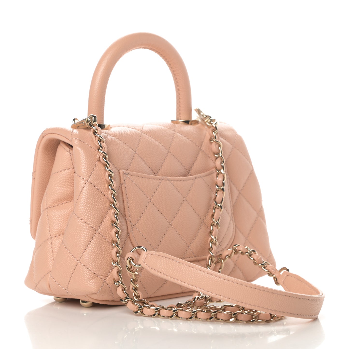 Caviar Quilted Extra Mini Coco Handle Flap Rose Clair