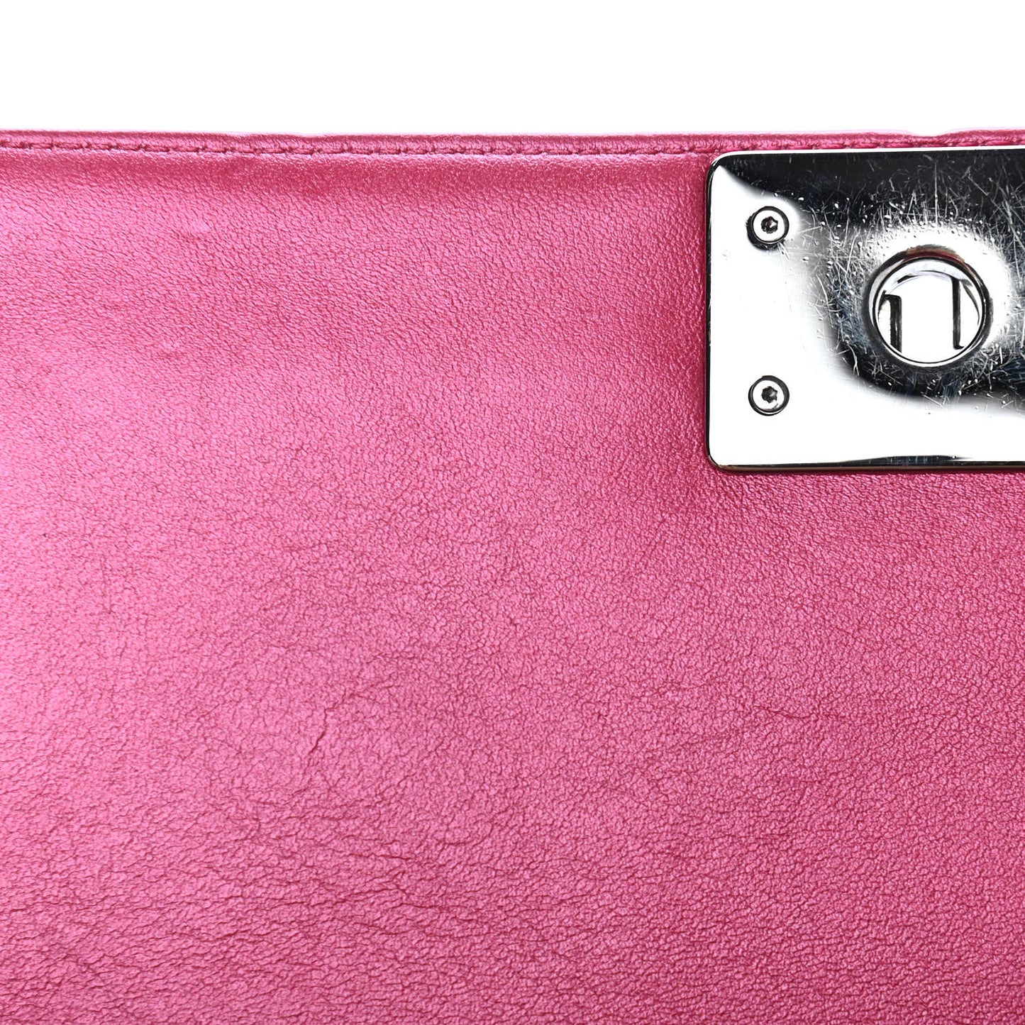 Metallic Patent Calfskin Quilted Medium Boy Flap Pink