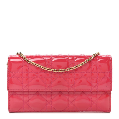 Christian Dior Patent Cannage Rendezvous Chain Wallet Fuchsia 1 of 10