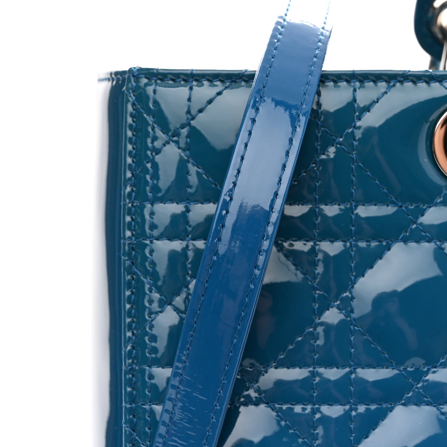 Christian Dior Patent Cannage Large Lady Dior Blue 9 of 10