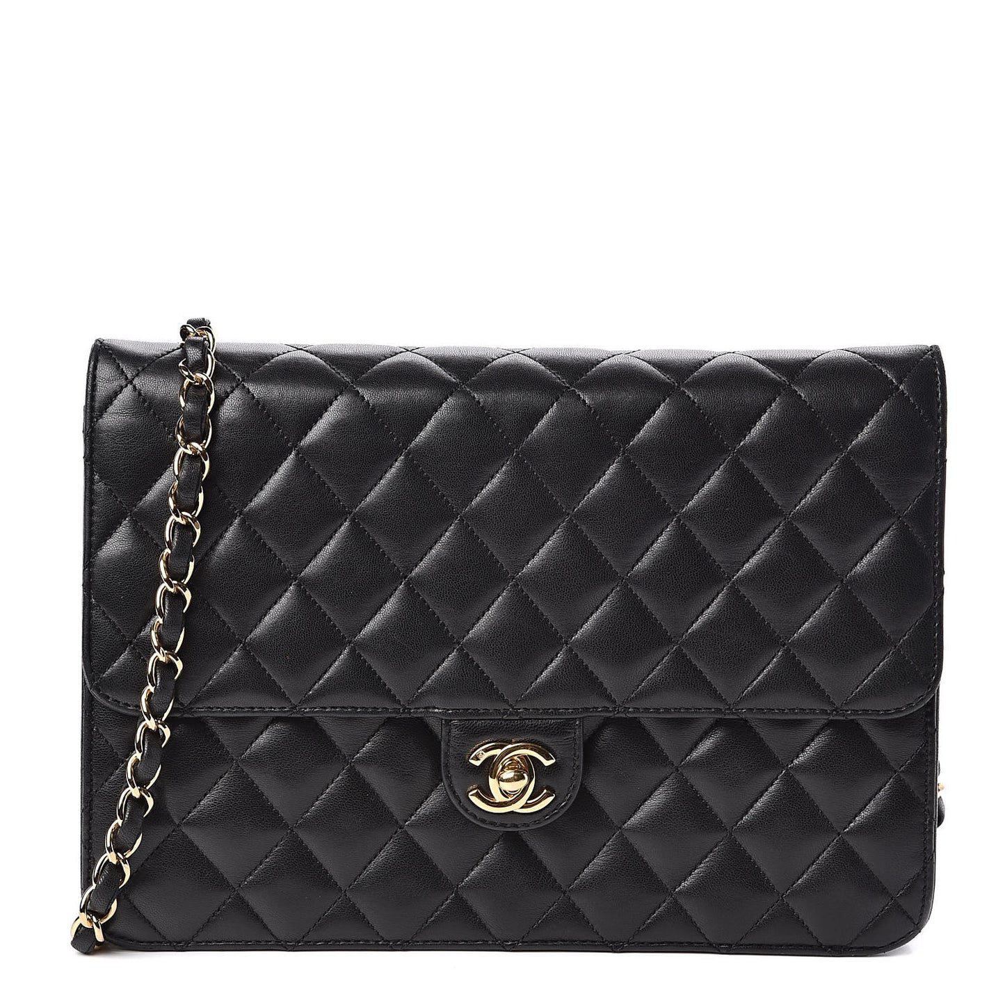 Lambskin Quilted Medium Single Flap Black