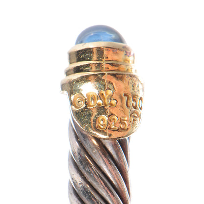 David Yurman Sterling Silver and 14k Yellow Gold 4mm Cable Kids Classic Cuff Sapphire 6 of 6