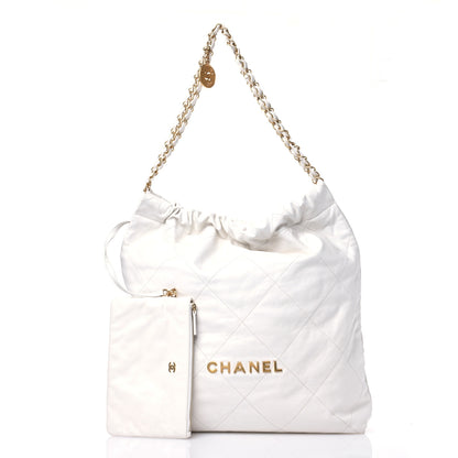 Chanel Shiny Calfskin Quilted Large Chanel 22 White 2 of 13