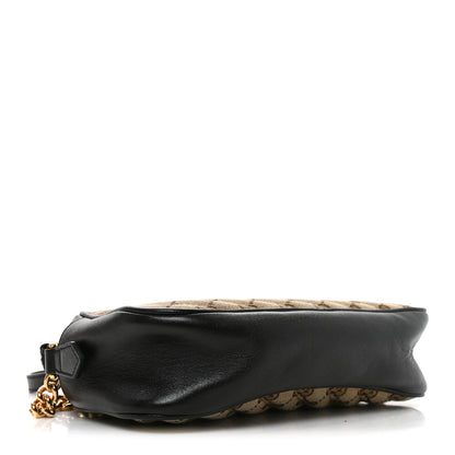 Gucci Monogram Matelasse Diagonal Small GG Marmont Chain Shoulder Bag Beige Black 3 of 9