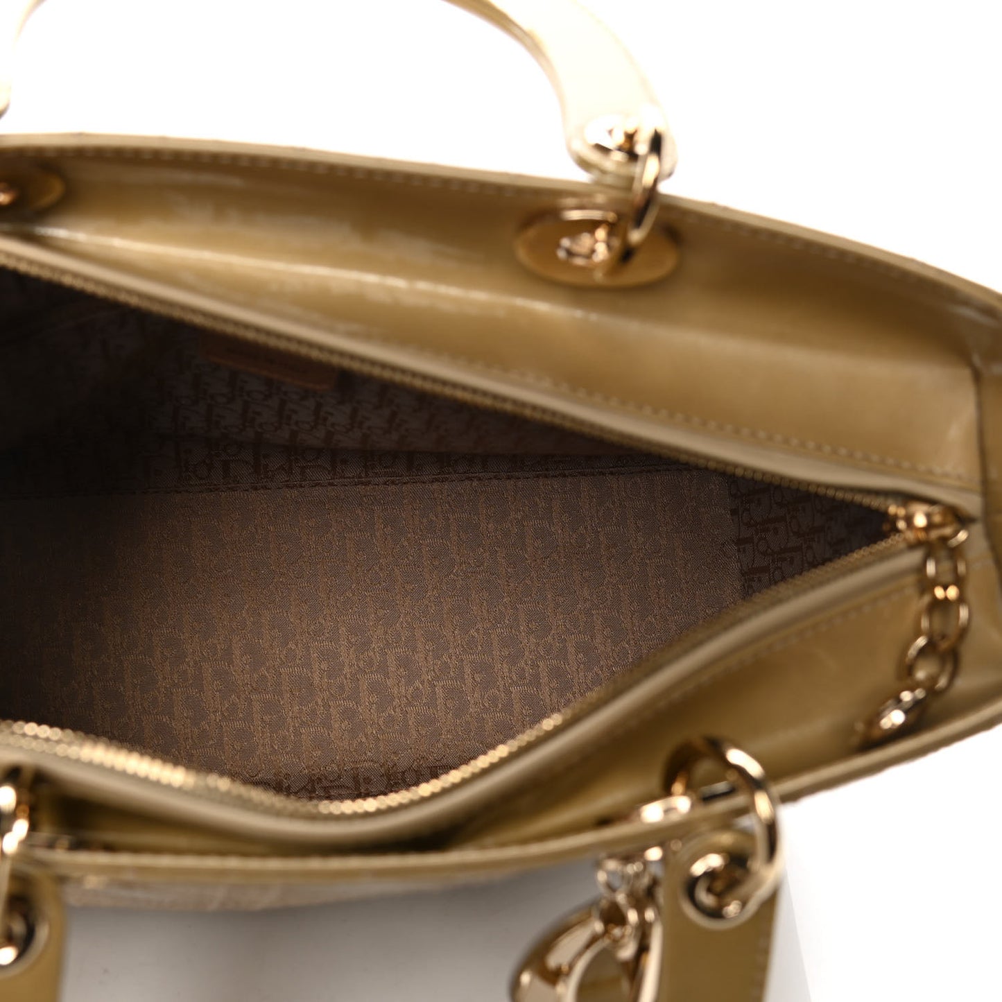 Patent Cannage Large Lady Dior Beige