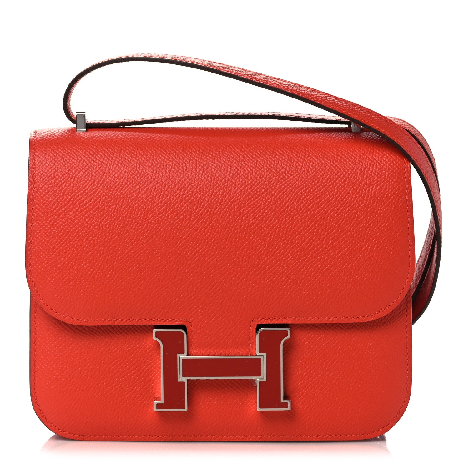 Hermes Epsom Enamel Constance 18 Capucine Sanguine 1 of 10