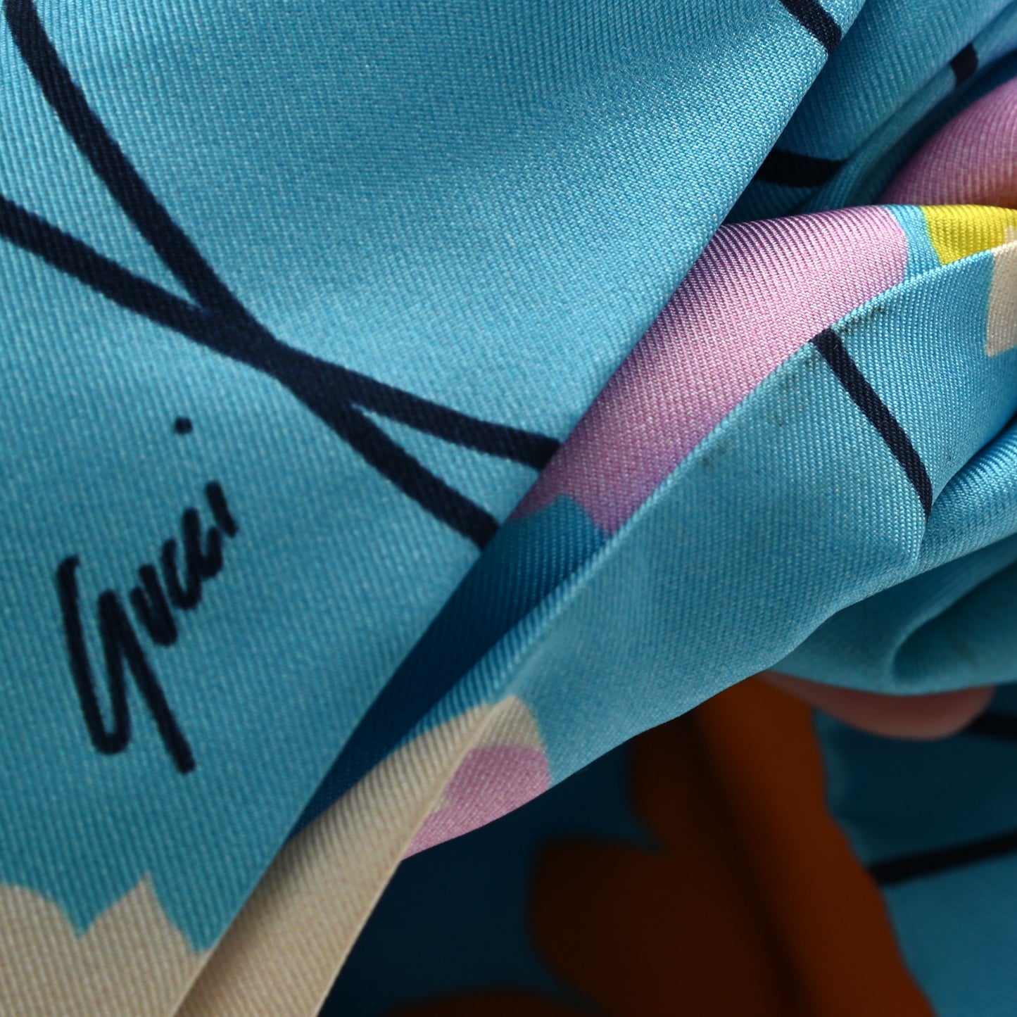 Silk Tulip Print Headband Blue