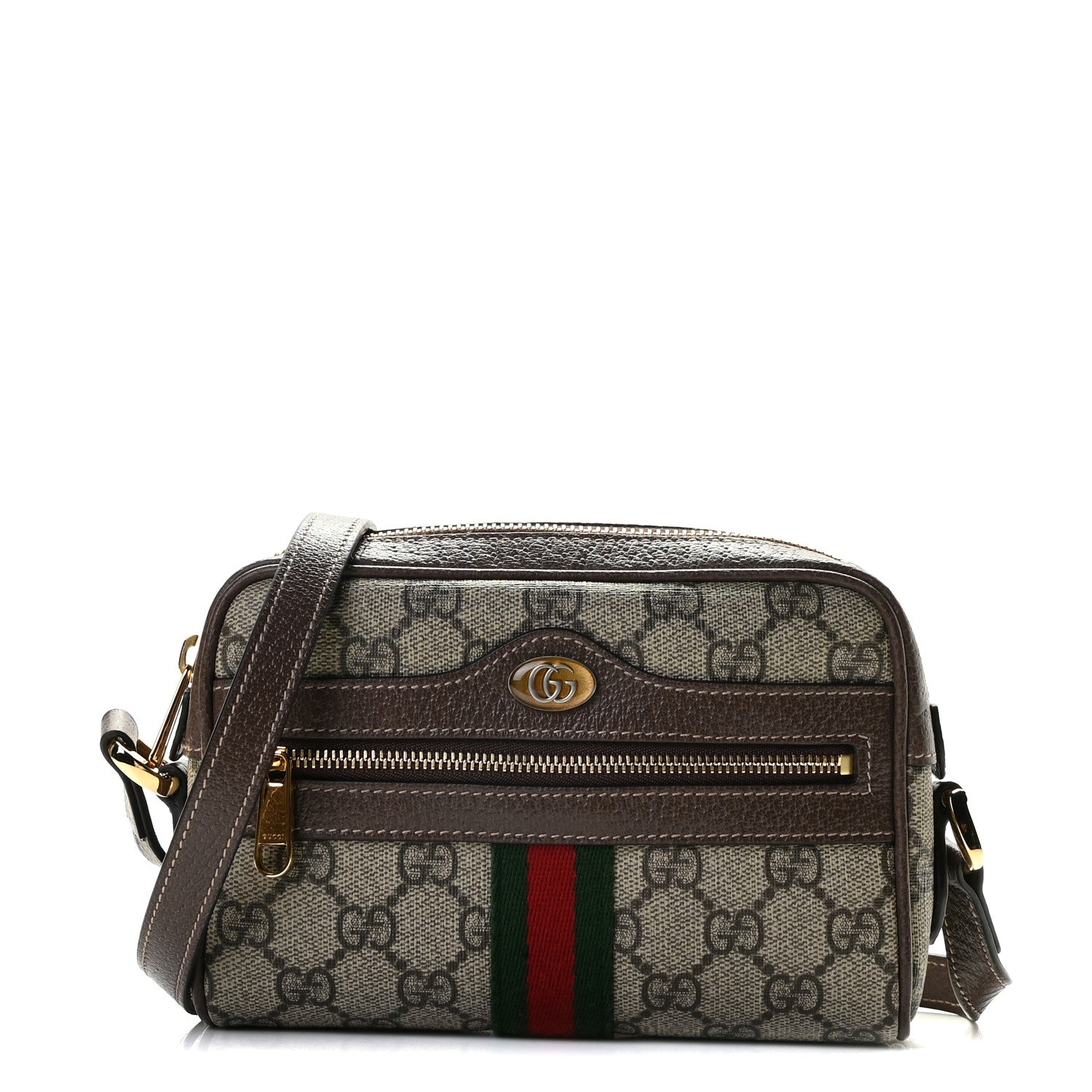 Gucci GG Supreme Monogram Web Mini Ophidia Shoulder Bag Brown 1 of 9