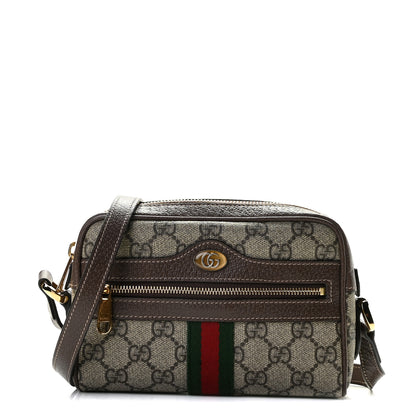 Gucci GG Supreme Monogram Web Mini Ophidia Shoulder Bag Brown 1 of 9