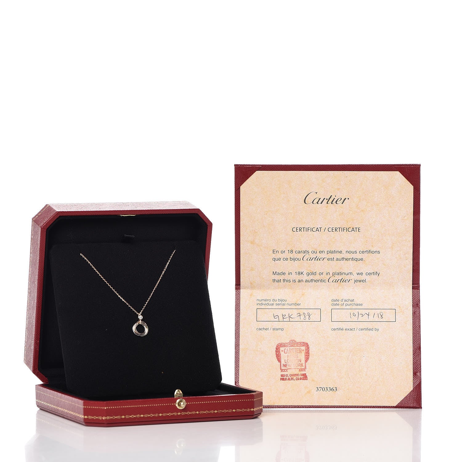 Cartier 18K Pink Yellow White Gold Diamond Trinity Pendant Necklace 6 of 6