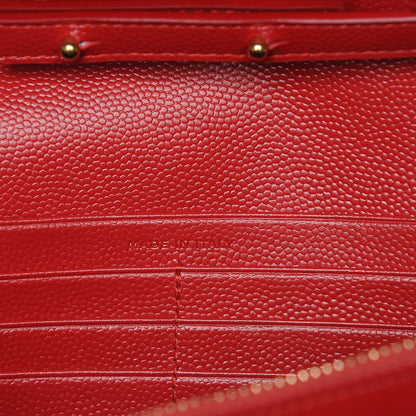 Saint Laurent Grain De Poudre Matelasse Chevron Monogram Chain Wallet New Red 6 of 8