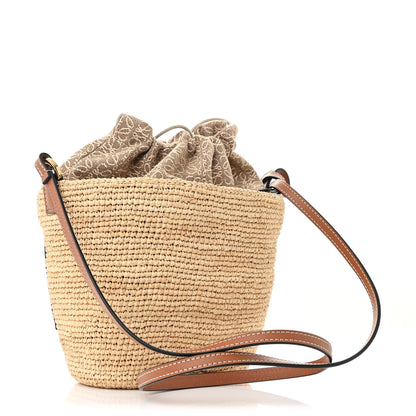 Loewe Calfskin Raffia Anagram Paulas Ibiza Pochette Bag Natural Tan 3 of 11