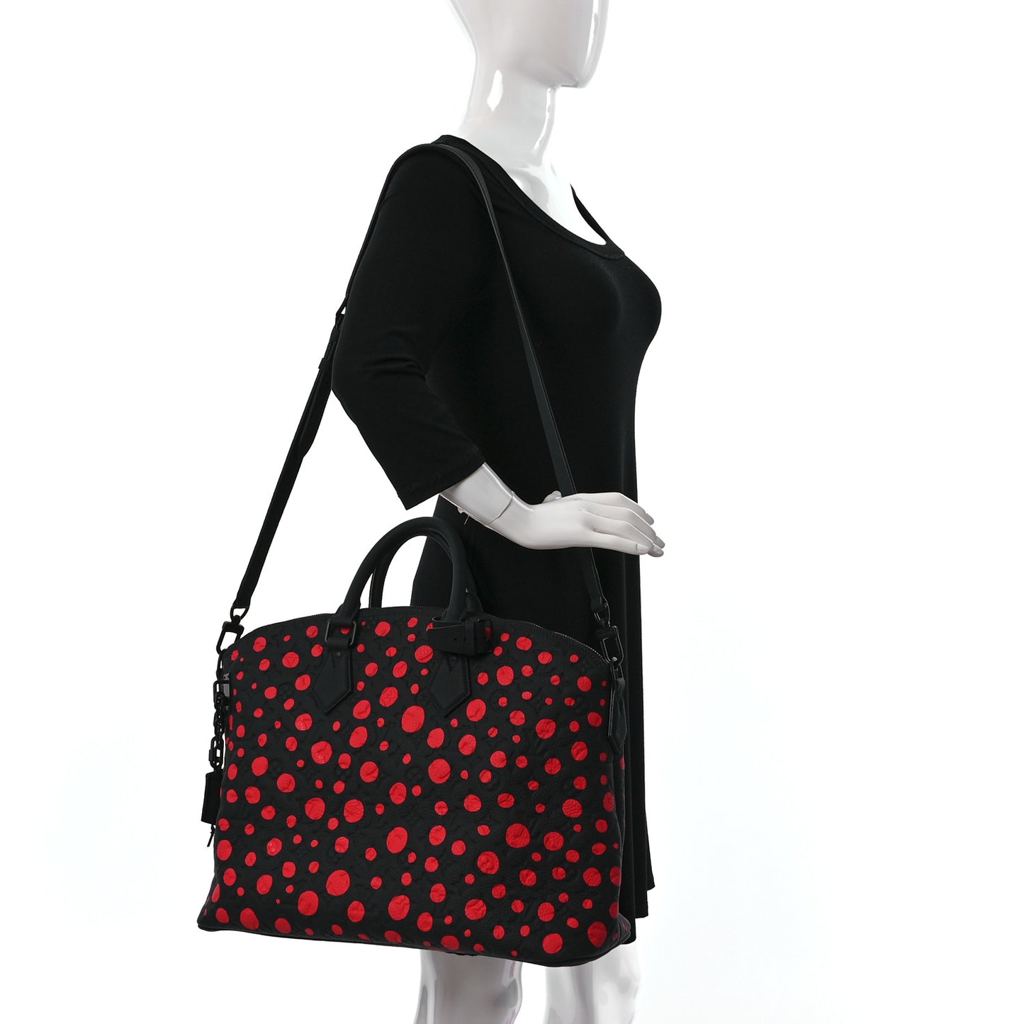 LV X YK Taurillon Lock It MM Black Red