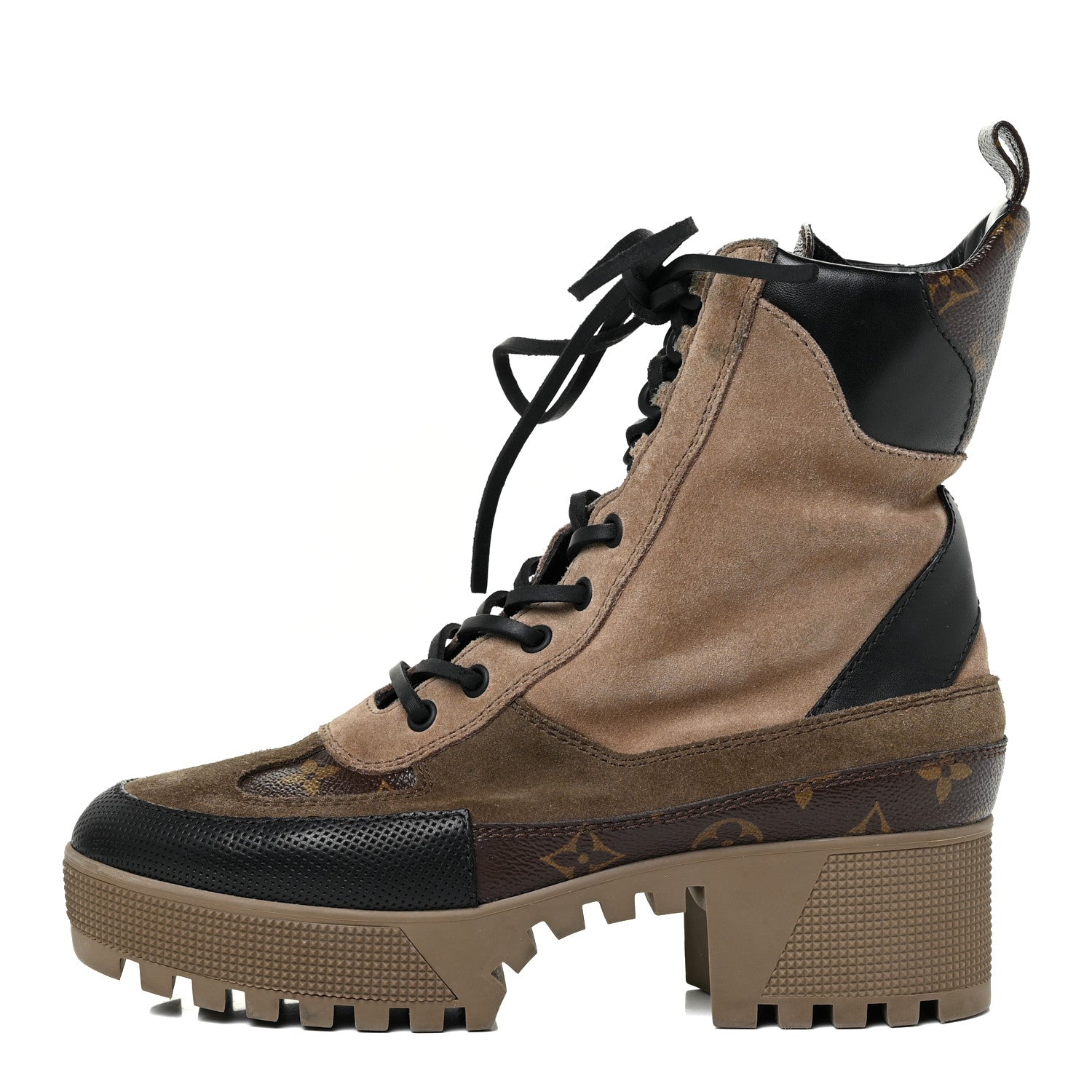 Louis Vuitton Suede Calfskin Monogram Laureate Platform Desert Boots 38.5 Taupe 1 of 18