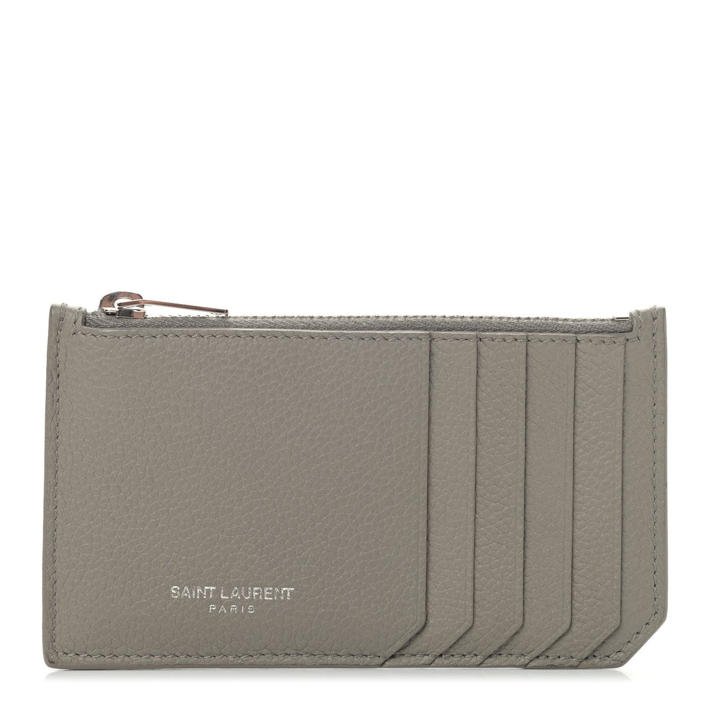 Grained Calfskin 5 Fragments Zip Pouch Card Holder Kaki Militaire