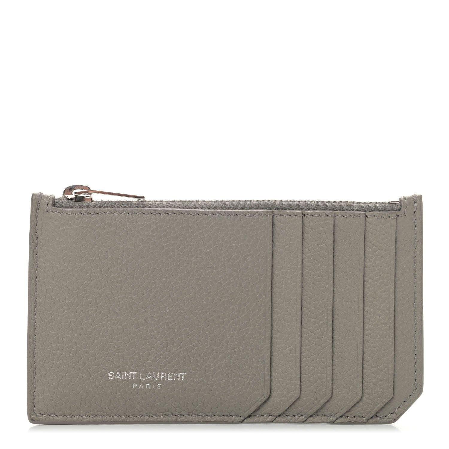 Saint Laurent Grained Calfskin 5 Fragments Zip Pouch Card Holder Kaki Militaire 1 of 7