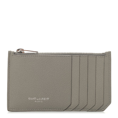 Saint Laurent Grained Calfskin 5 Fragments Zip Pouch Card Holder Kaki Militaire 1 of 7