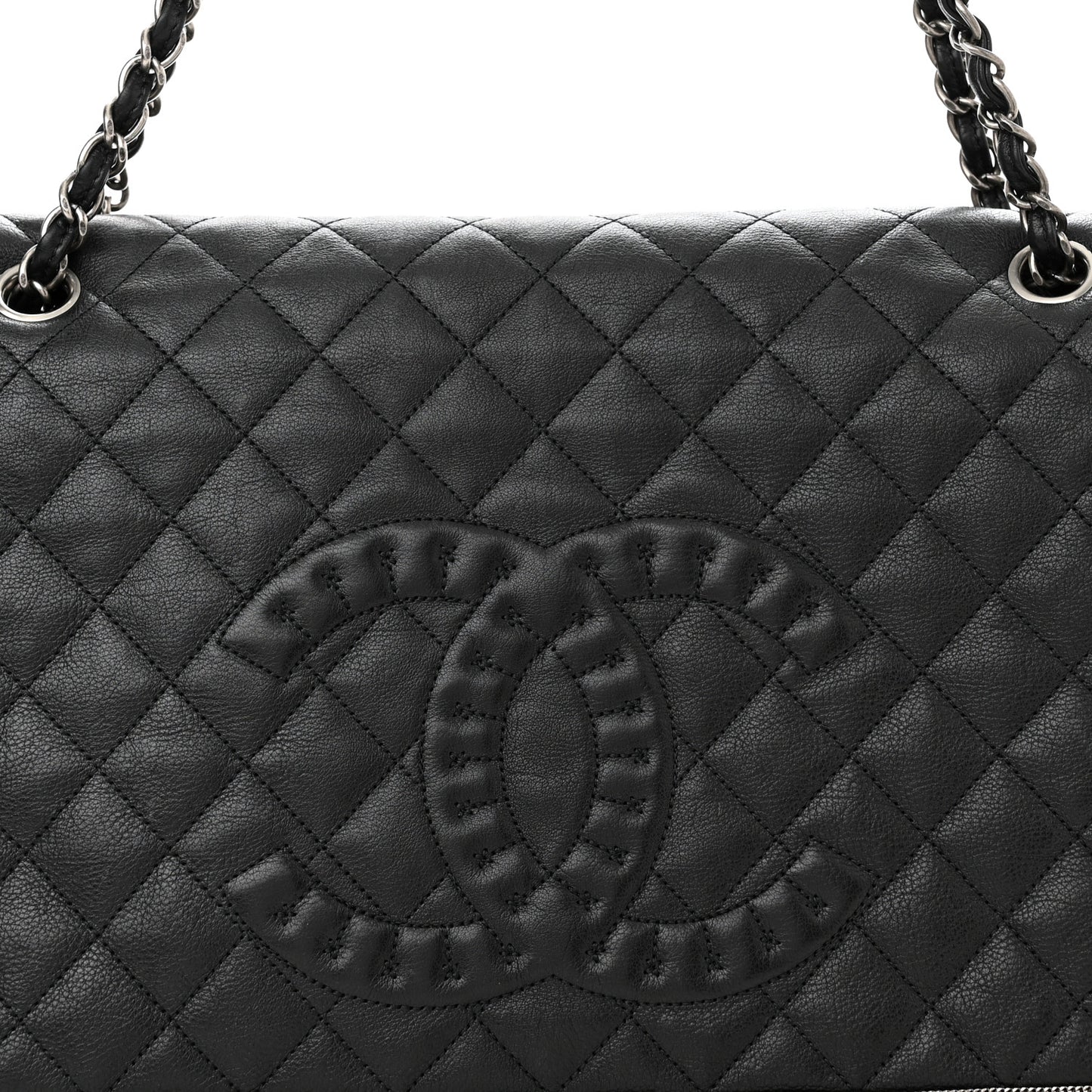 Calfskin Quilted Large Istanbul Flap Black