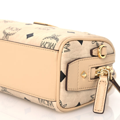 MCM Visetos Mini Boston Bag Beige 9 of 11