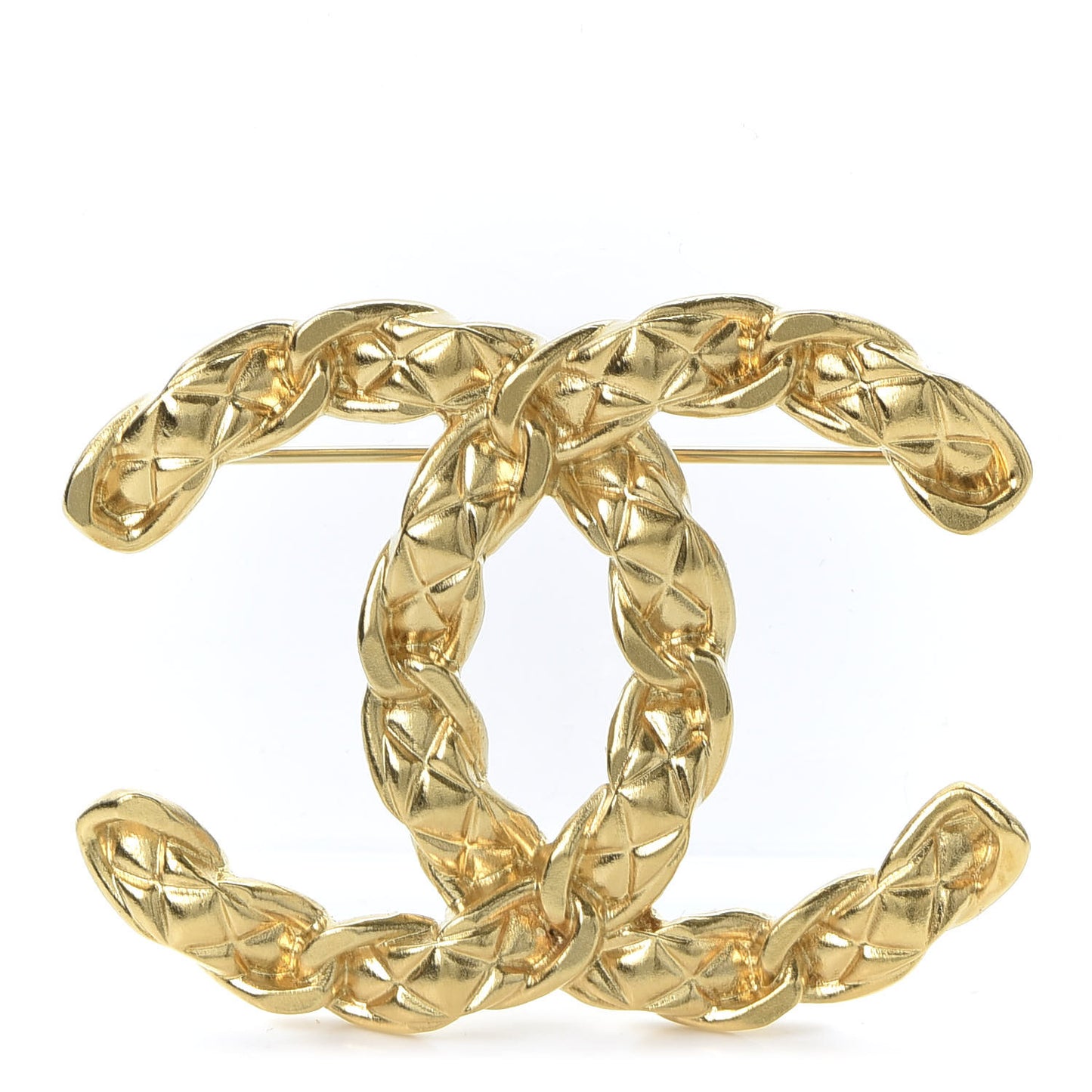 Quilted CC Brooch Gold