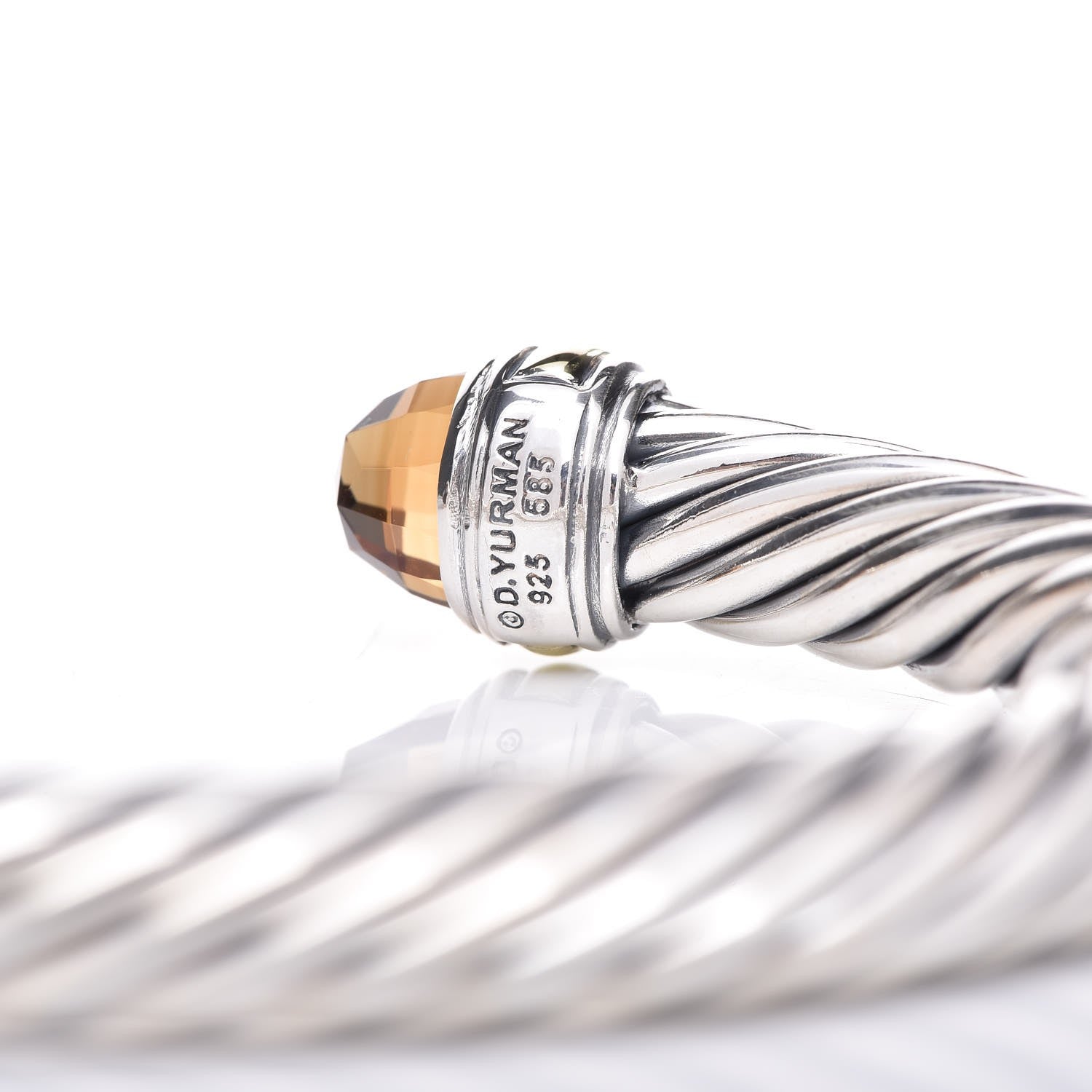 David Yurman Sterling Silver 14K Yellow Gold Citrine 7mm Cable Classics Bracelet 5 of 5
