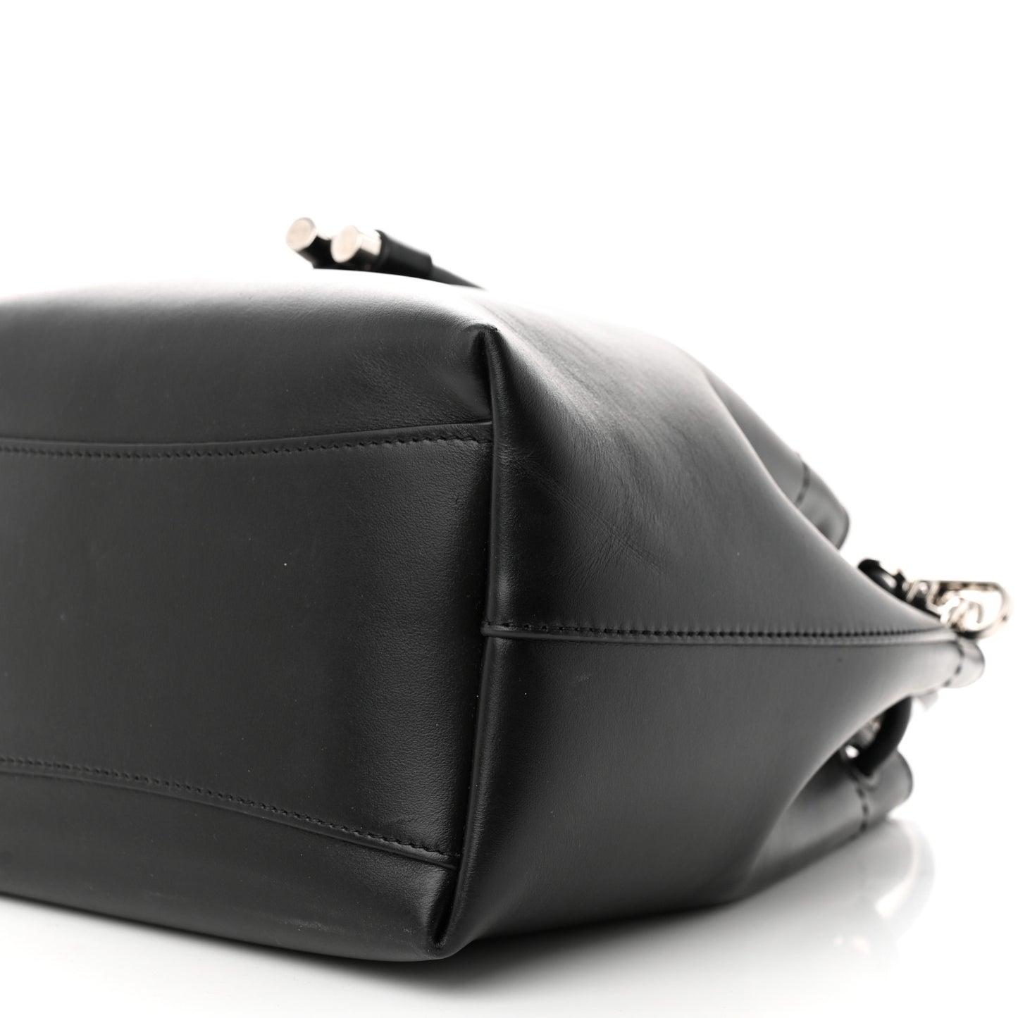 Smooth Shiny Calfskin Bon Bon Bucket Bag Black