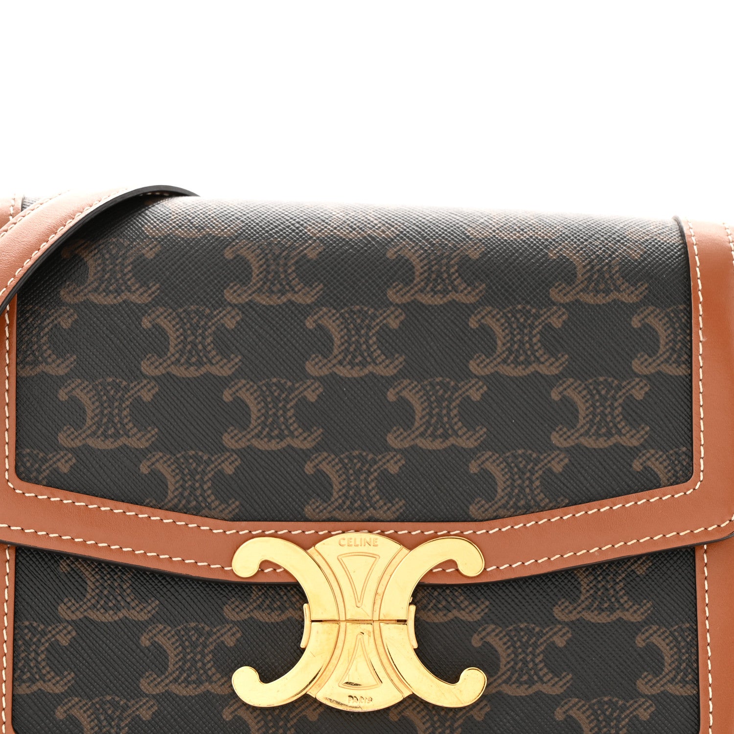 Celine Calfskin Triomphe Canvas Teen Triomphe Bag Tan 8 of 11