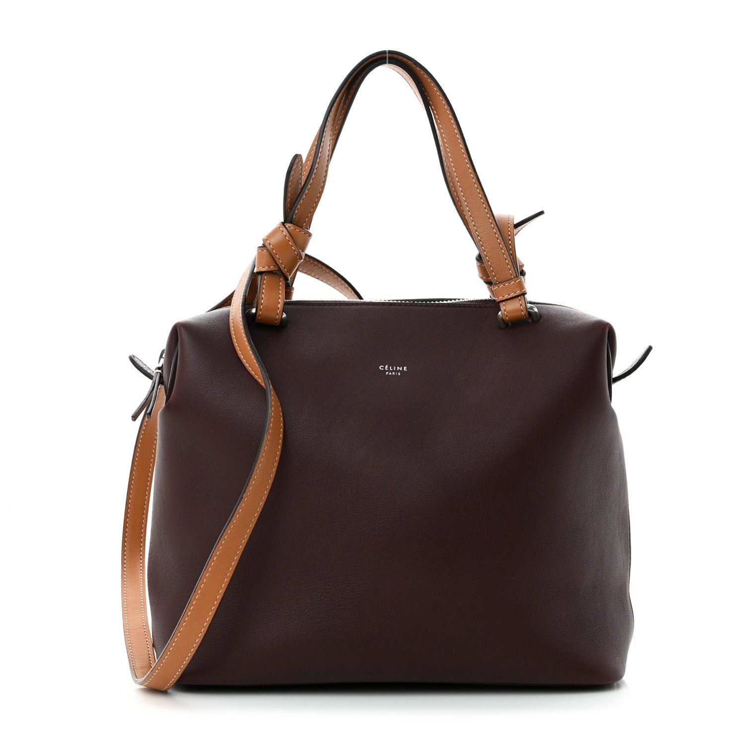 Celine Lambskin Small Soft Cube Satchel Burgundy 1 of 11