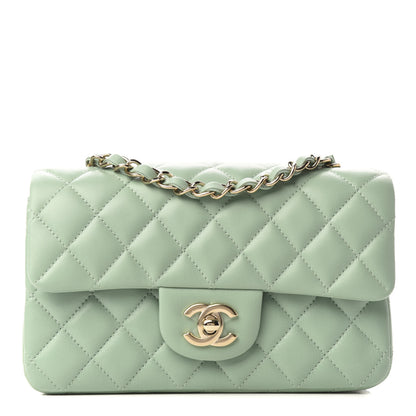 Chanel Lambskin Quilted Mini Rectangular Flap Light Green 1 of 9