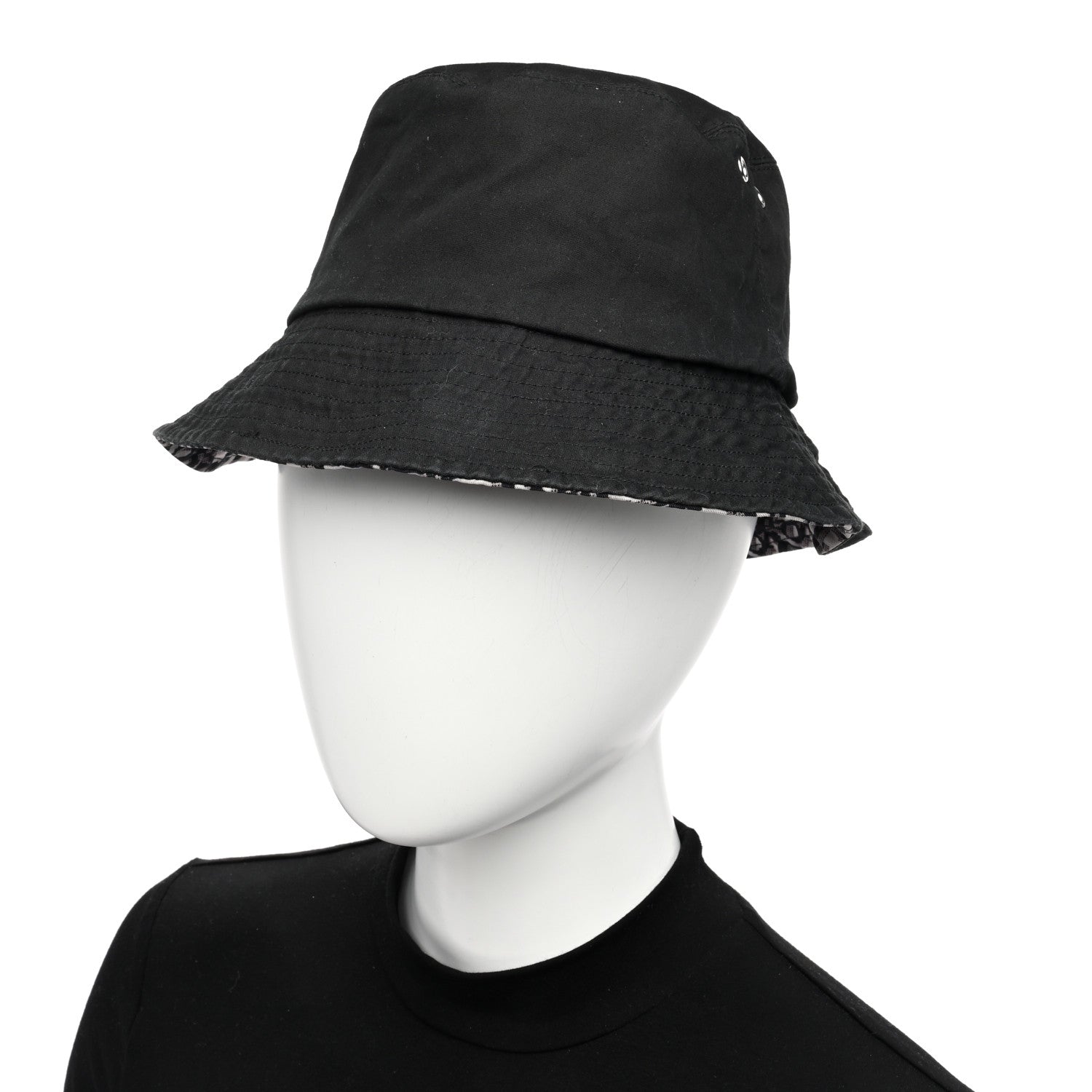 Christian Dior Polyester Cotton Oblique Teddy-D Brim Bucket Hat 58 Black 2 of 15
