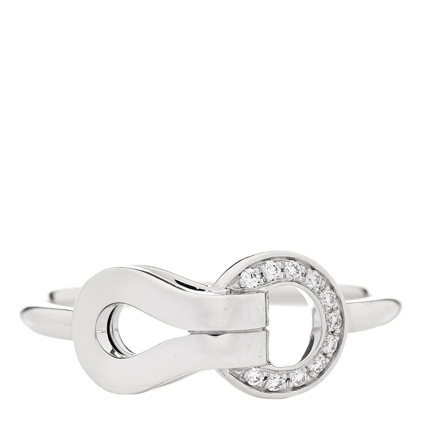 18K White Gold Diamond Agrafe Ring 48 4.5