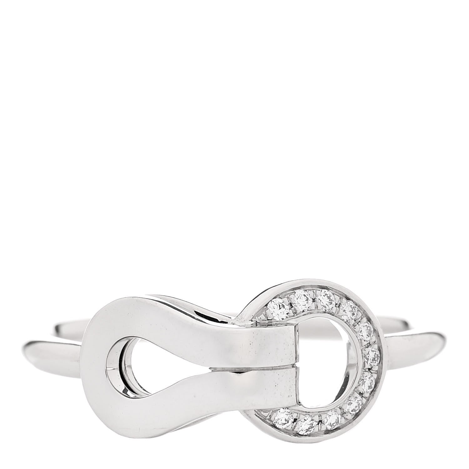 Cartier 18K White Gold Diamond Agrafe Ring 48 4.5 1 of 5