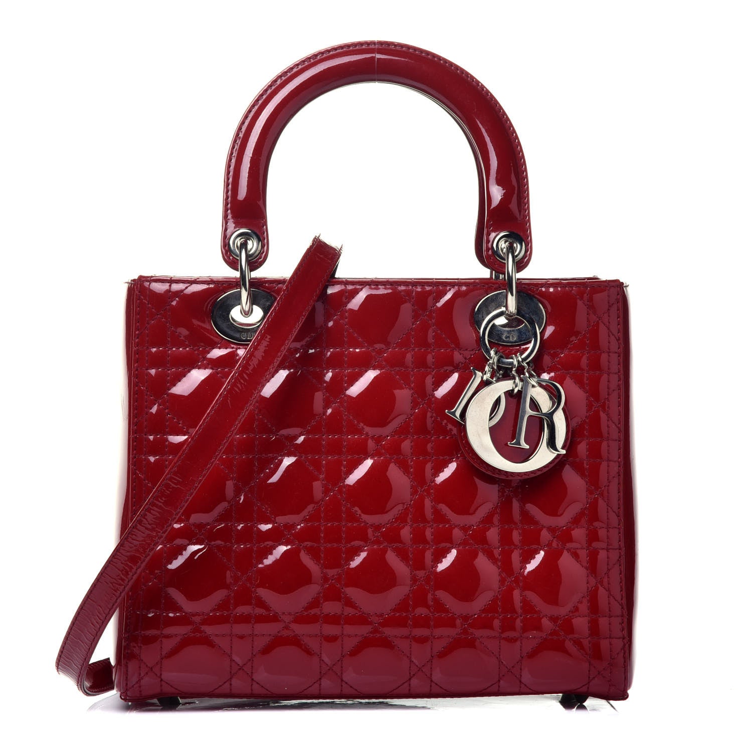 Christian Dior Patent Cannage Medium Lady Dior Red 1 of 11