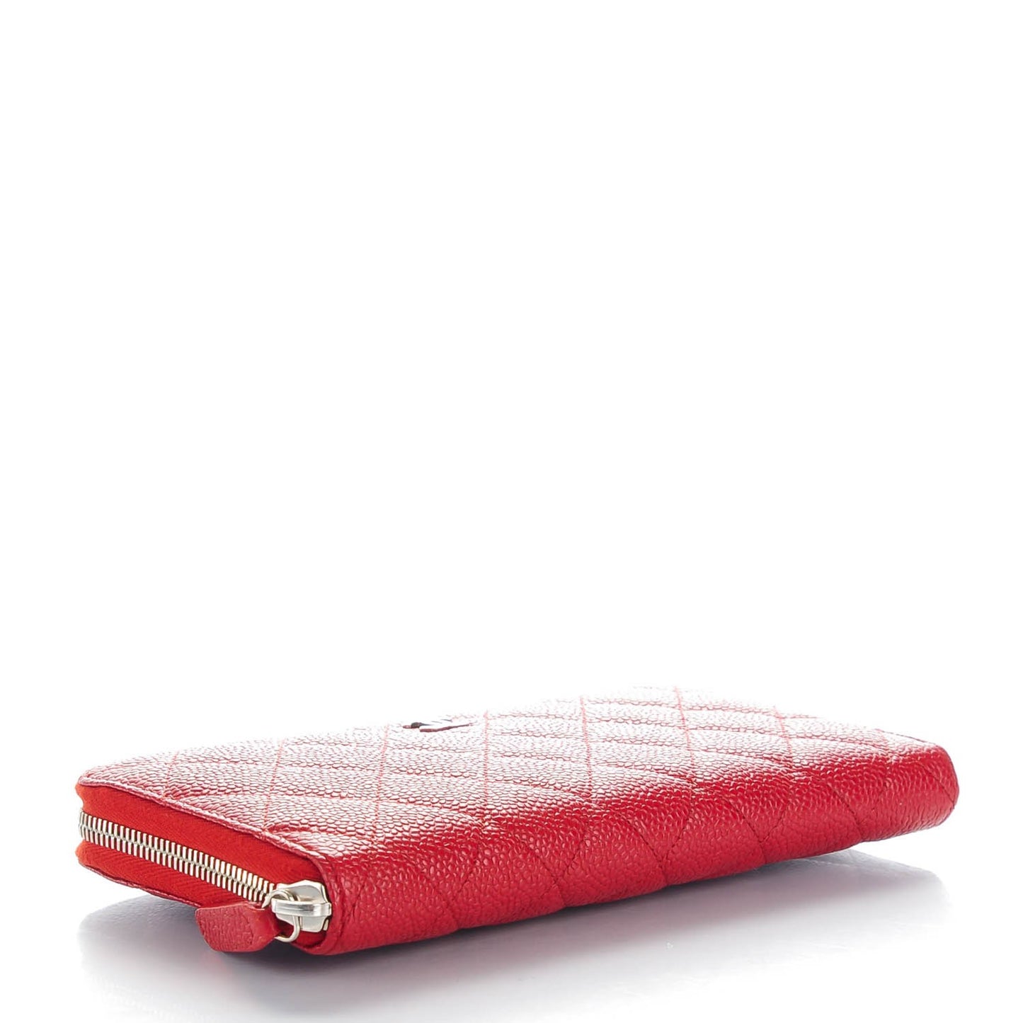 Caviar Quilted Large Gusset Zip Around Wallet Red