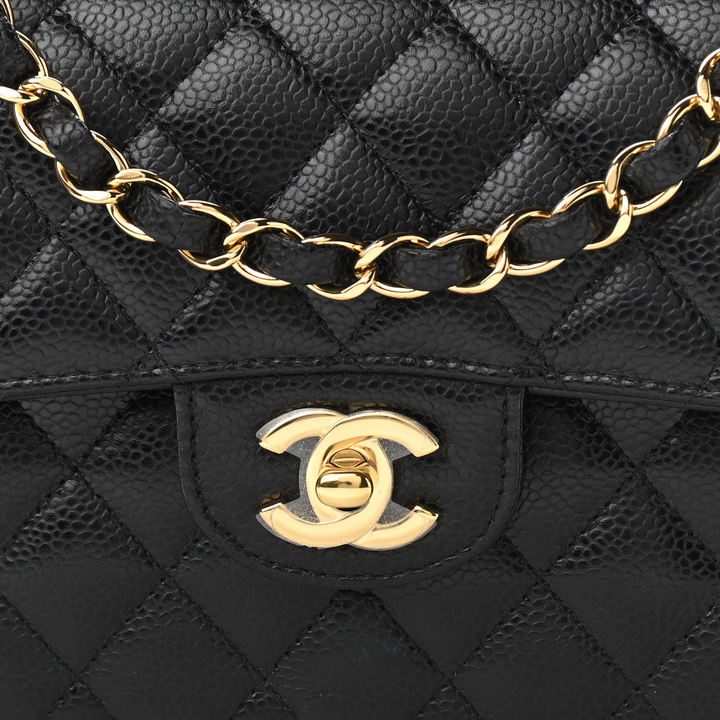 Caviar Quilted Small Double Flap Black