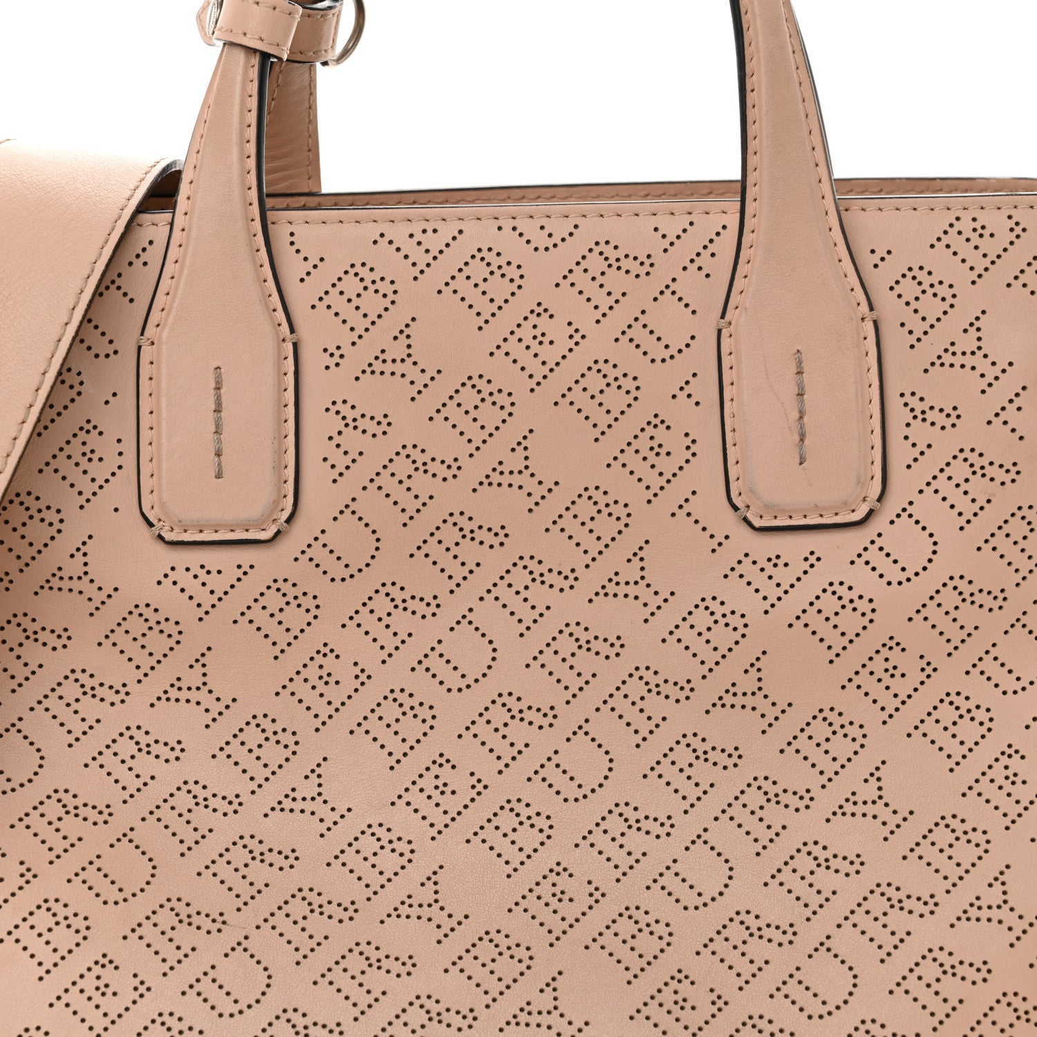 Burberry Calfskin Perforated Medium Banner Tote Pale Fawn Pink 8 of 18