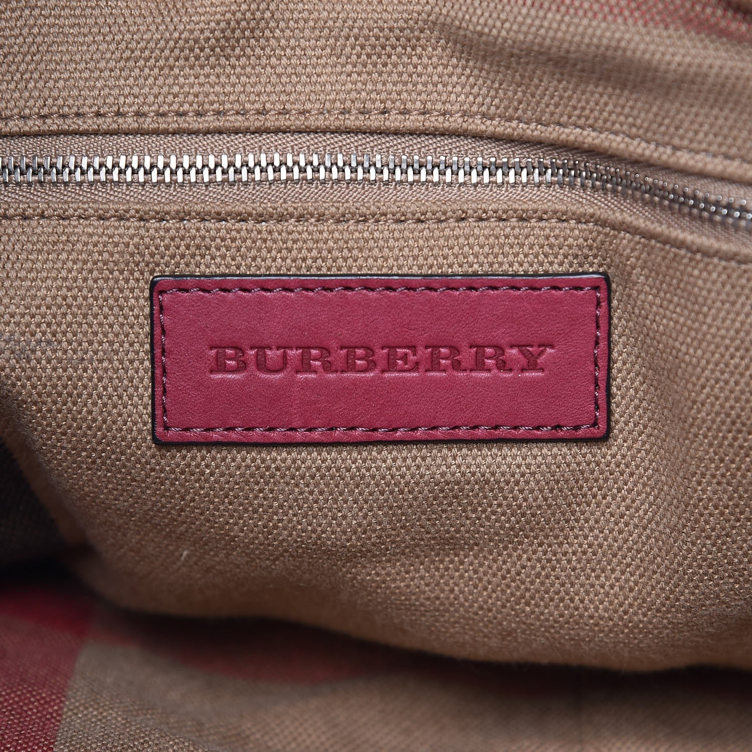 Burberry Grainy Calfskin House Check Medium Maidstone Burgundy Red 6 of 11