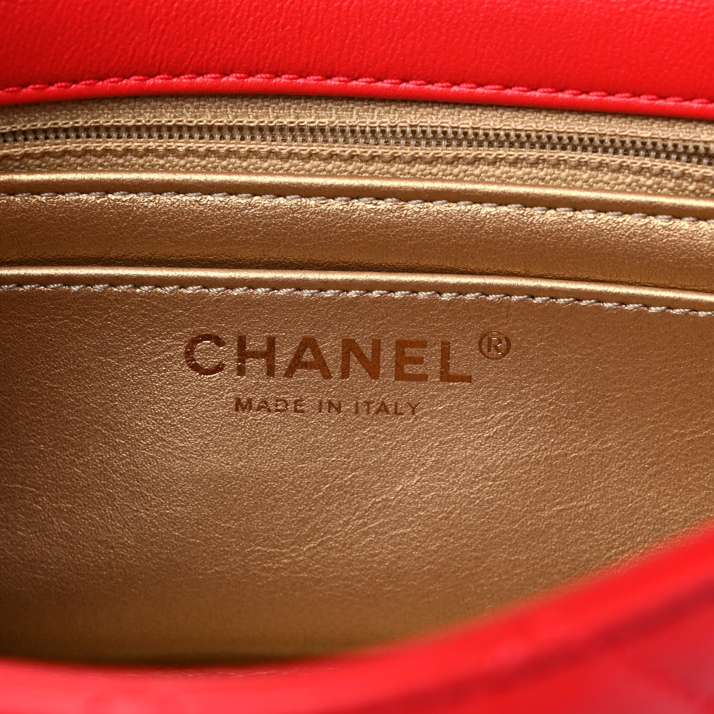 Lambskin Quilted Mini Rectangular Pearl Crush Flap Red
