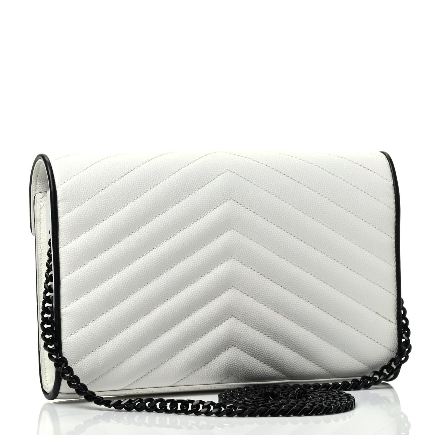 Grain De Poudre Matelasse Monogram Chain Wallet White Black