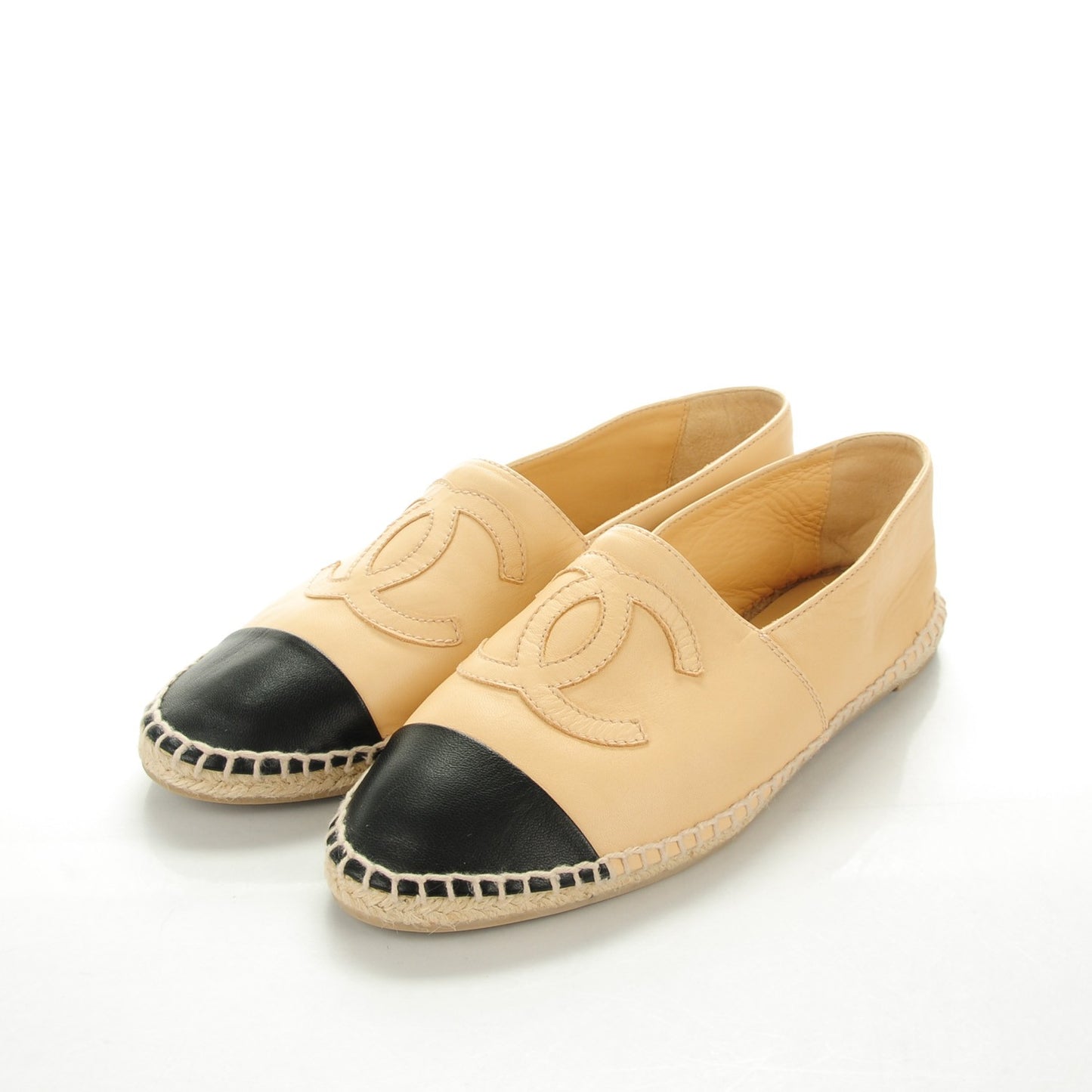 Lambskin CC Espadrilles 39 Beige Black