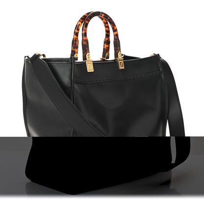 Fendi Vitello King Plexiglass Medium Fendi Sunshine Shopper Black 5 of 23