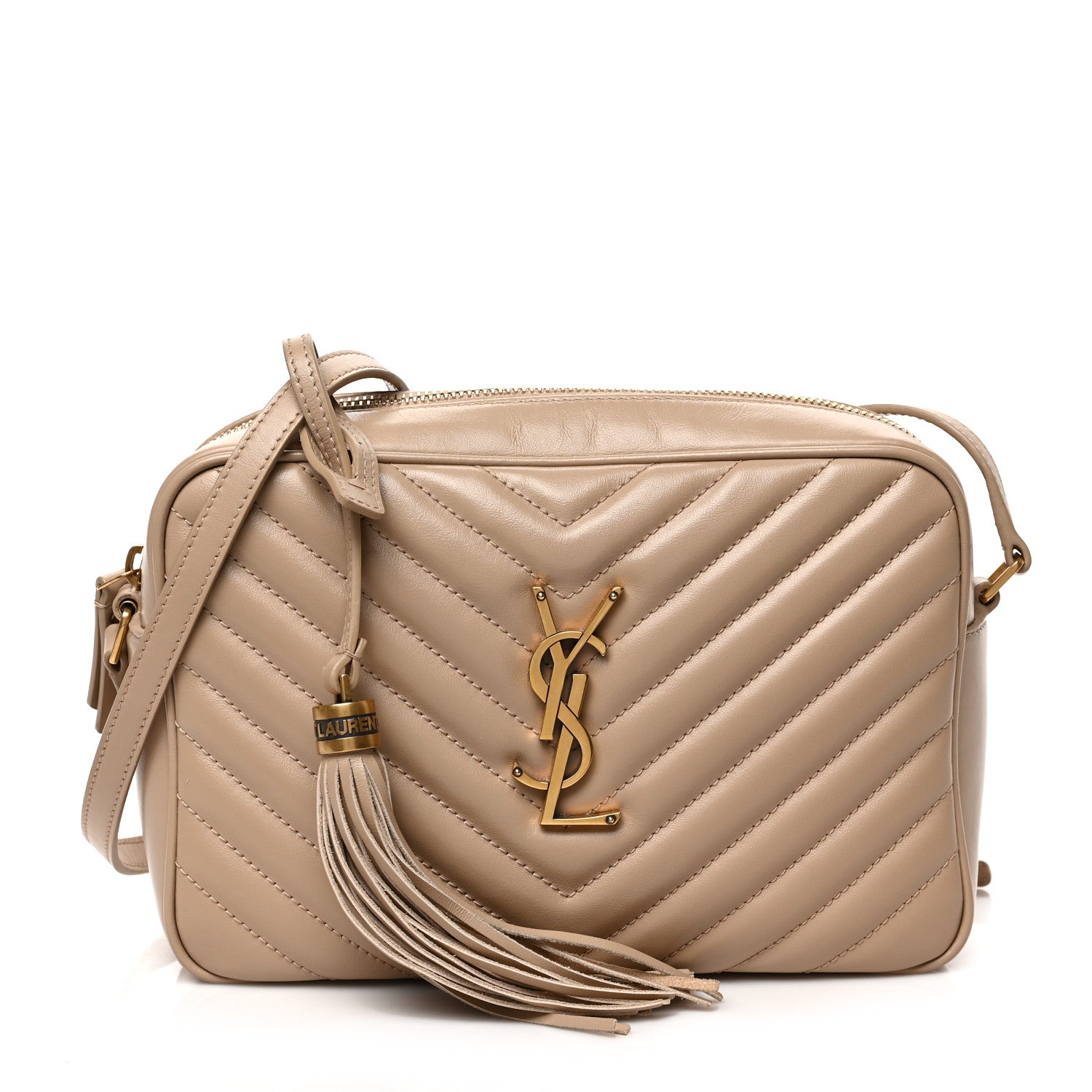 Saint Laurent Calfskin Matelasse Monogram Lou Camera Bag Dark Beige 1 of 8